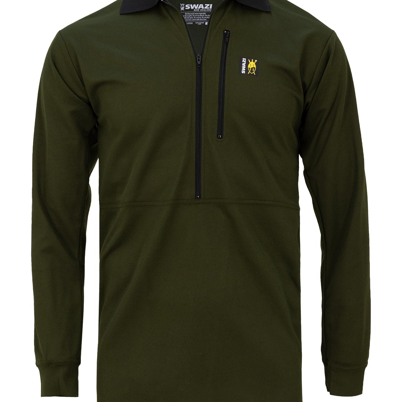 The Swazi Climb-Max long sleeve polo shirt with chest pocket and black collar for sun protection