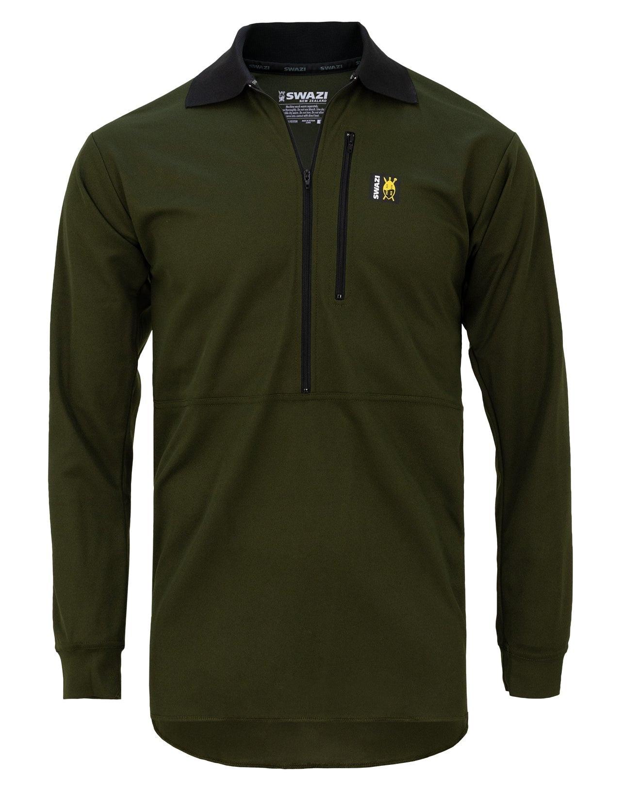 The Swazi Climb-Max long sleeve polo shirt with chest pocket and black collar for sun protection