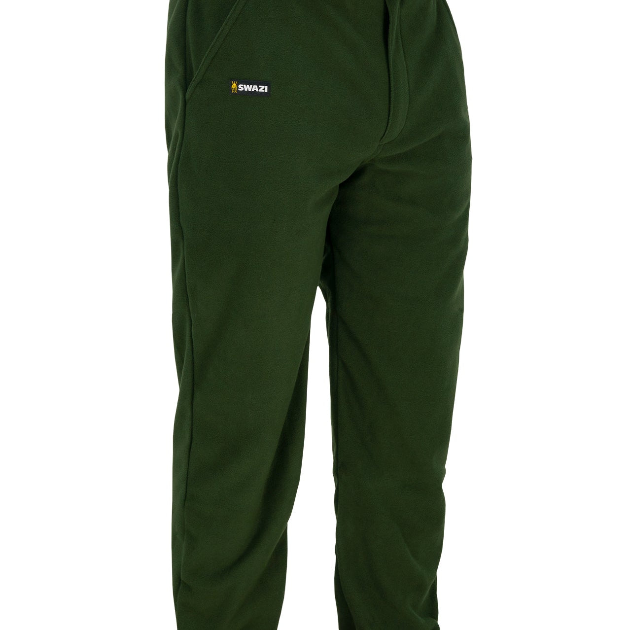 Fleece trousers with waterproof seat, webbing belt, and elasticated cuffs for dry comfort in wet conditions.