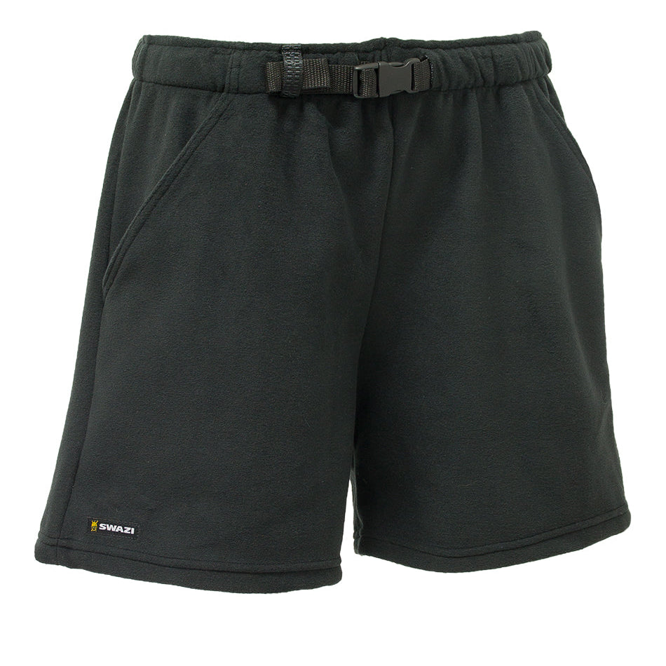 Swazi men's fleece shorts with fast-drying fabric, waterproof seat, deep pockets, and built-in belt for comfort and practicality in the outdoors