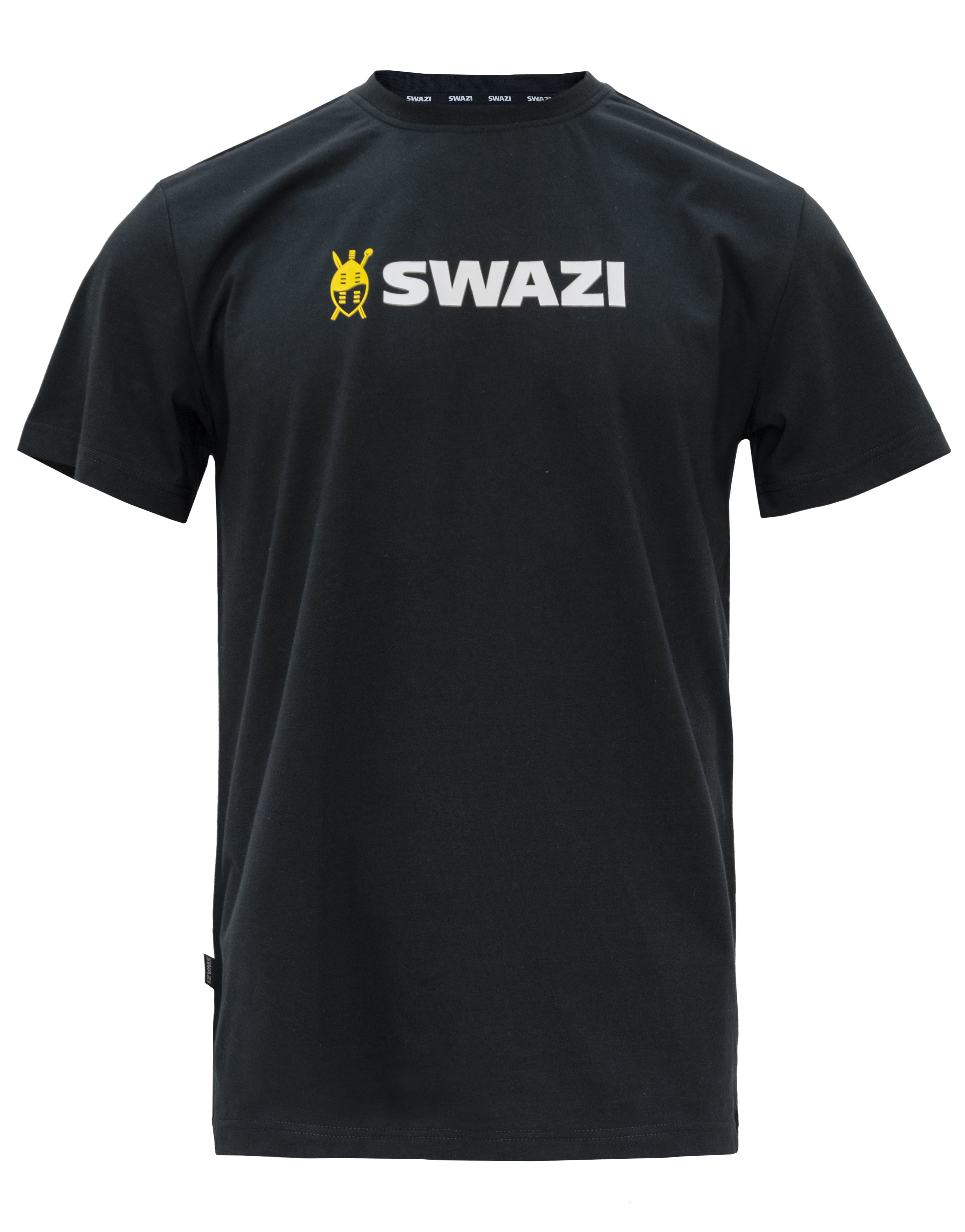 Men's Swazi t-shirt with logo, soft cotton-polyester blend for comfort.