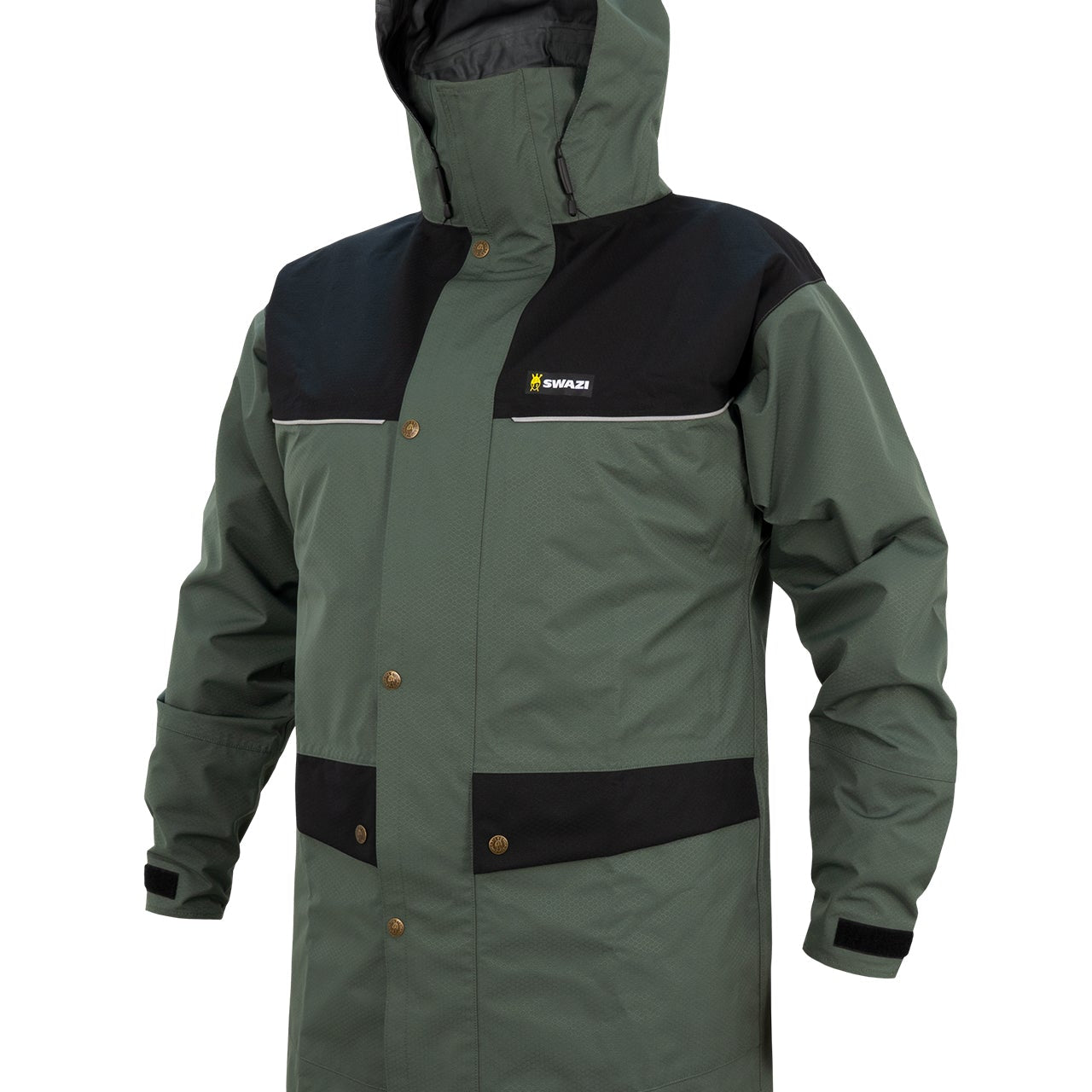 Swazi Torrent waterproof jacket, lightweight and windproof with deep pockets and storm flaps.