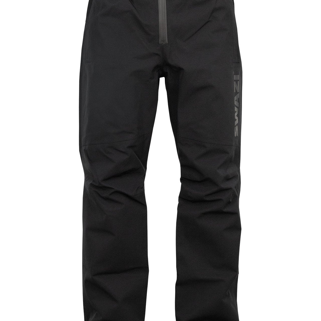 Swazi Torrent waterproof overtrousers with windproof and waterproof fabric, elastic waist, wide legs to fit over boots, and side openings for easy access to pockets.