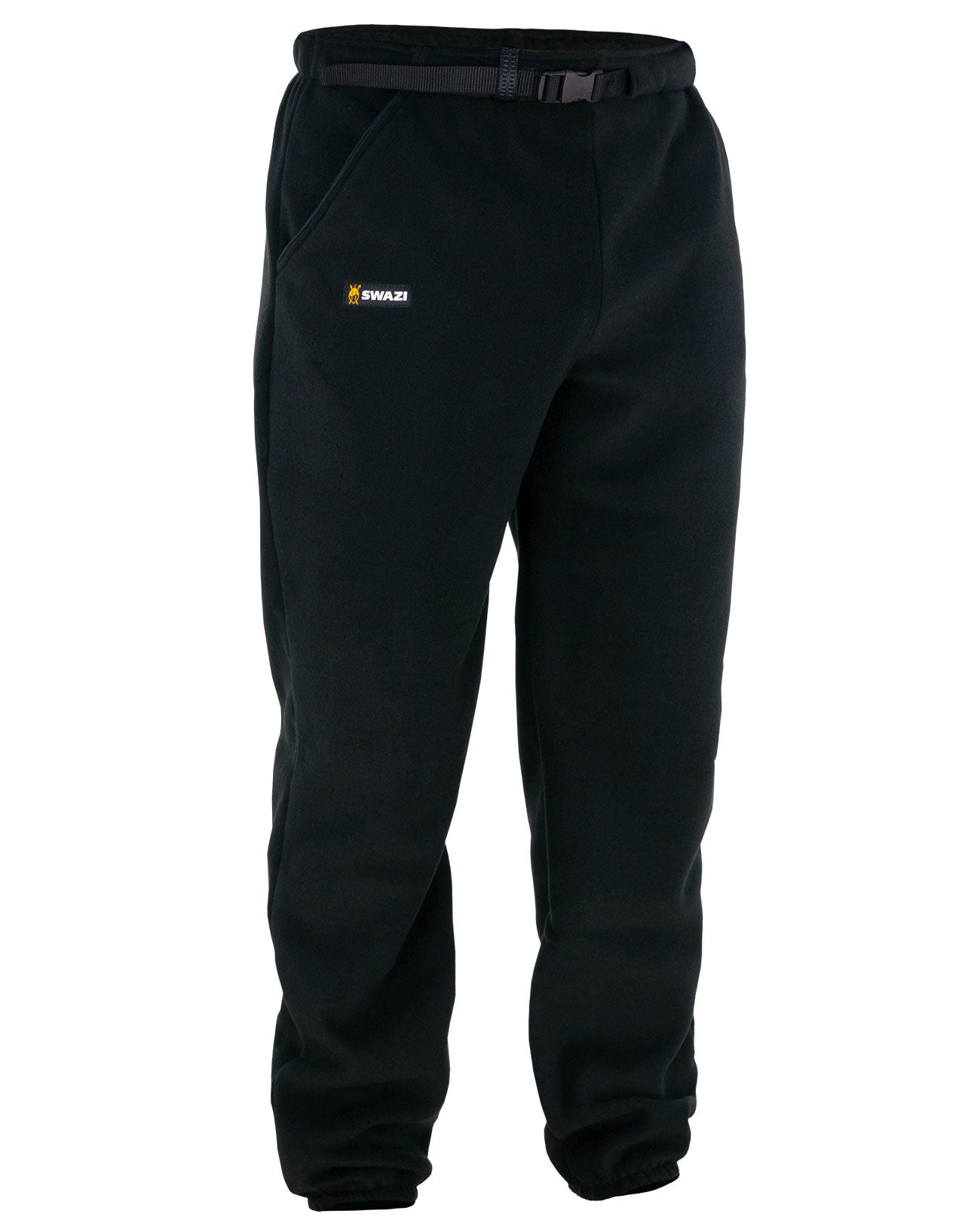 Swazi Bush Pants men’s fleece trousers for hunting and outdoors, featuring 280gsm polar fleece, elastic cuffs, and belt for comfort and warmth in the bush.