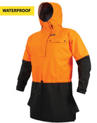 Swazi Huron high-vis anorak with structured hood, storm flap, and ergonomic design for outdoor work or hunting
