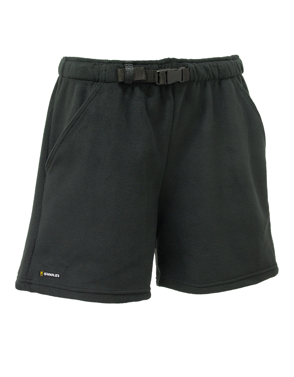 Swazi men's fleece shorts with fast-drying fabric, waterproof seat, deep pockets, and built-in belt for comfort and practicality in the outdoors