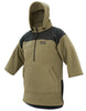 The Fed heavy-duty fleece hoodie with reinforced windproof panels at the shoulders and lower back, shortened sleeves, and a large kangaroo pocket.