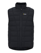 Swazi Thorso men's puffer vest with lightweight insulation, showerproof fabric, high collar, and adjustable hem for core warmth and wind protection.