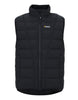 Swazi Thorso men's puffer vest with lightweight insulation, showerproof fabric, high collar, and adjustable hem for core warmth and wind protection.