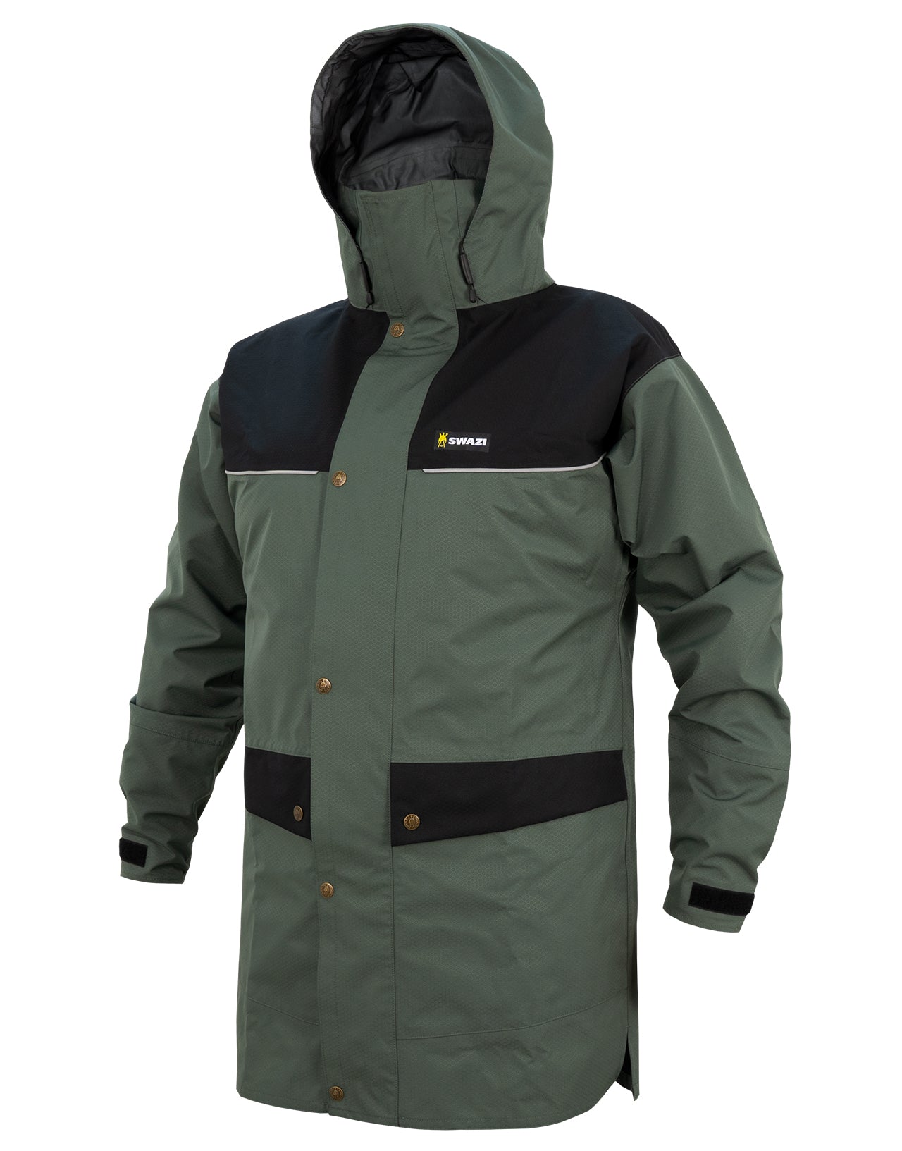 Swazi Torrent waterproof jacket, lightweight and windproof with deep pockets and storm flaps.
